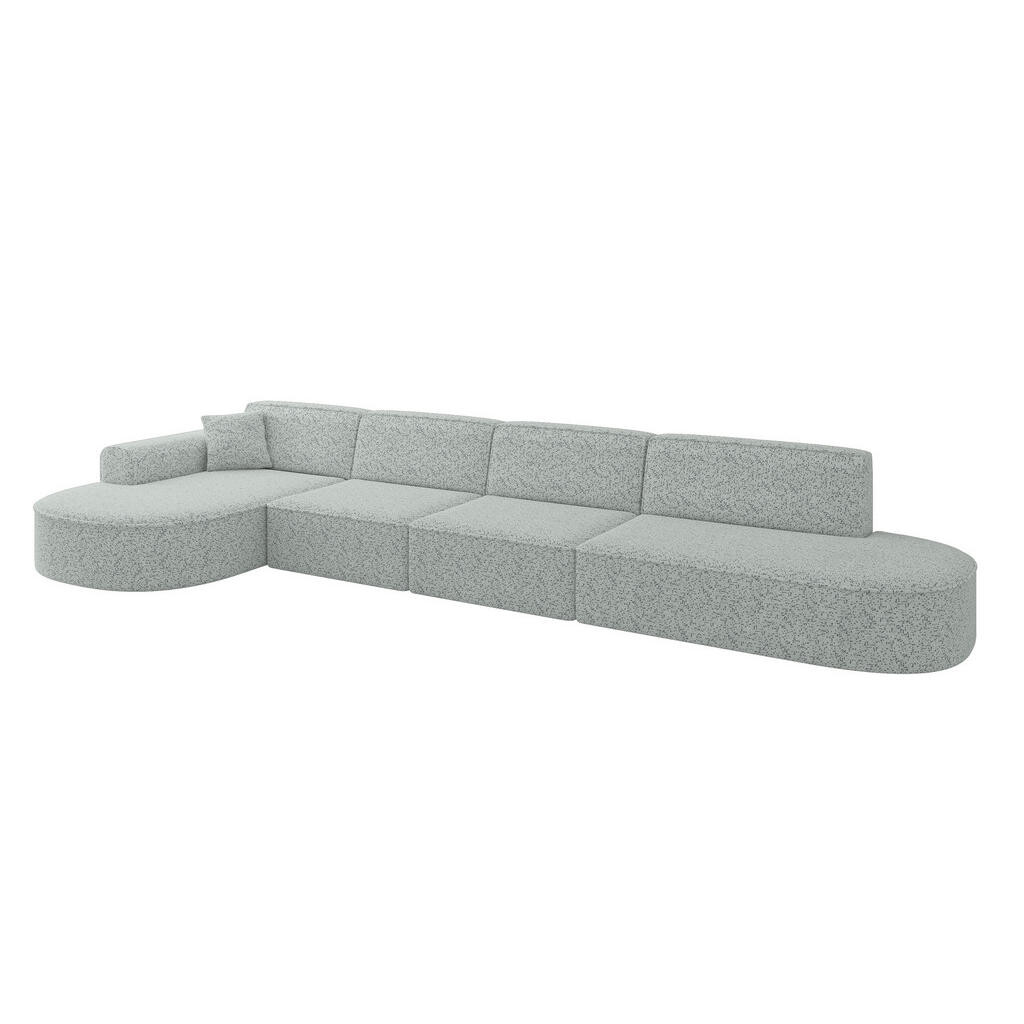 ALTDECOR ROHOVÁ SEDACÍ SOUPRAVA s otomanem vlevo MARI-L3 – 413 x 171 x 79 cm, zelená látka