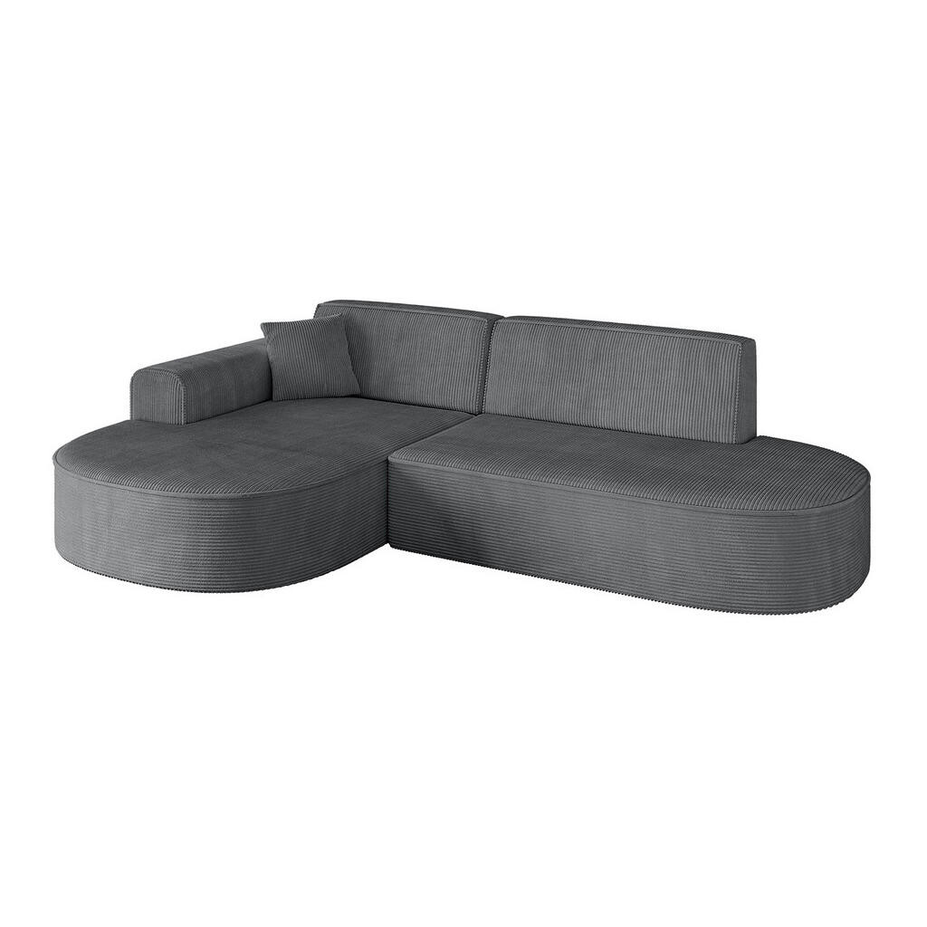 ALTDECOR ROHOVÁ SEDACÍ SOUPRAVA s otomanem vlevo MARI-L1 – 243 x 171 x 79 cm tmavě šedá manšestr