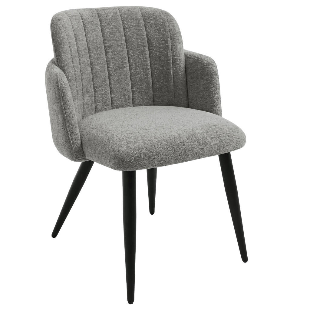 Beautysofa ŽIDLE S PODRUČKAMI Velto z látky bouclé s kovovými nohami, světle šedá