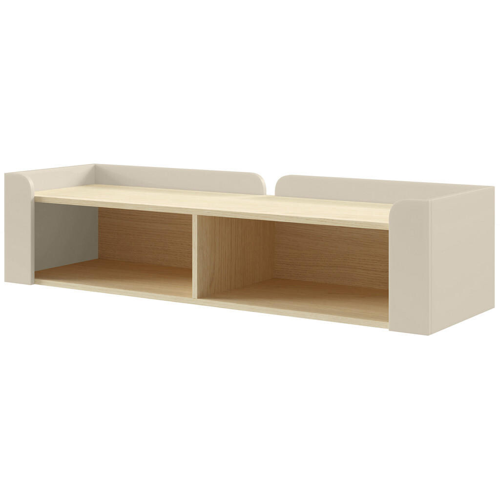 Beautysofa NÁSTĚNNÝ REGÁL Sorella se 2 otevřenými policemi, 130 cm, macadamia + dub Mavelie