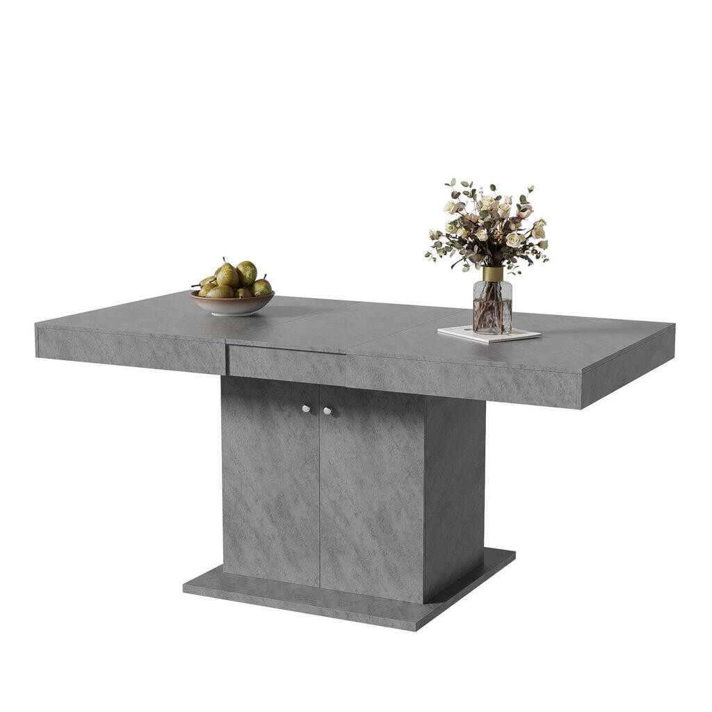Redom ROZKLÁDACÍ jídelní stůl 140/180x80x76 cm s automatickým roztažením a úložným prostorem, Šedá