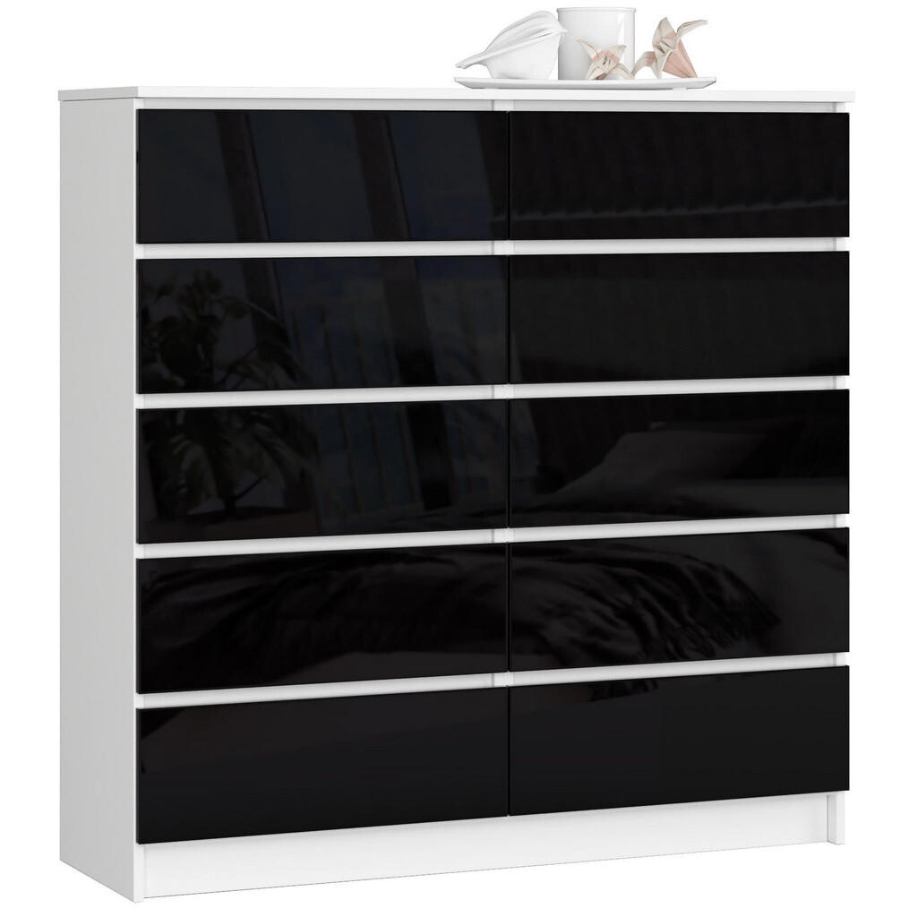 RAUMHIRSCH FURNITURE KOMODA bílá, černá lesklá 121/120/40