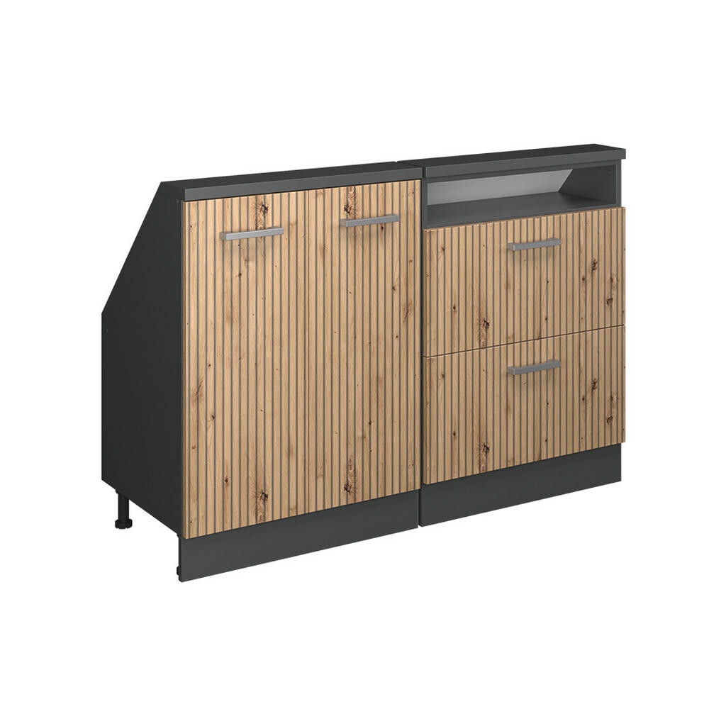 Vicco KUCHYŇSKÁ SKŘÍŇKA POD ŠIKMOU STŘECHU R-Line Řemeslný dub 120 cm Sada 2 kusů