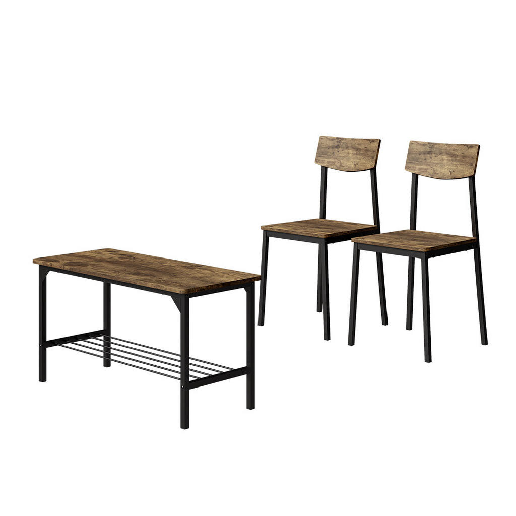 Vicco LAVICE A ŽIDLE Fyrk Černá/dubová rustikální 85 x 46 cm 3 díly