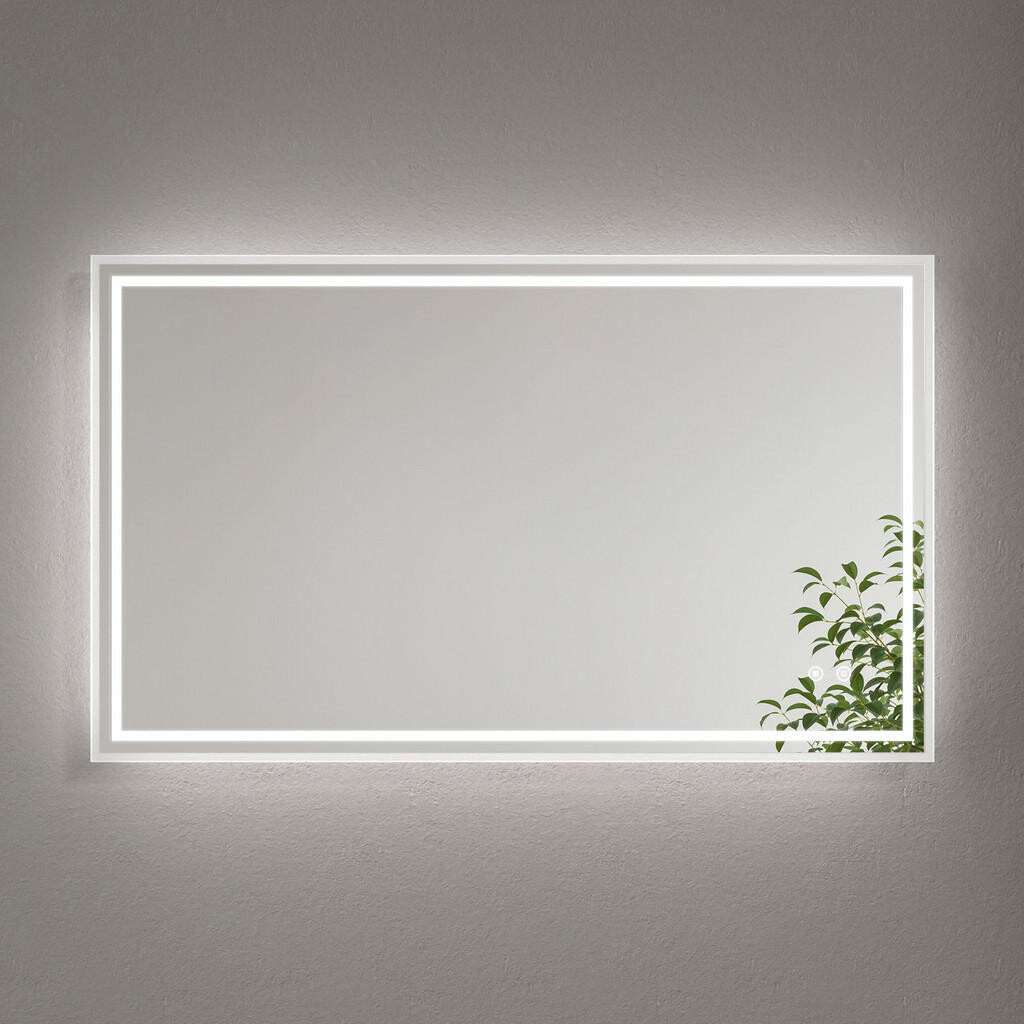 EMKE KOUPELNOVÉ ZRCADLO s osvětlením proti zamlžování a dotykovým spínačem, 100/60 cm