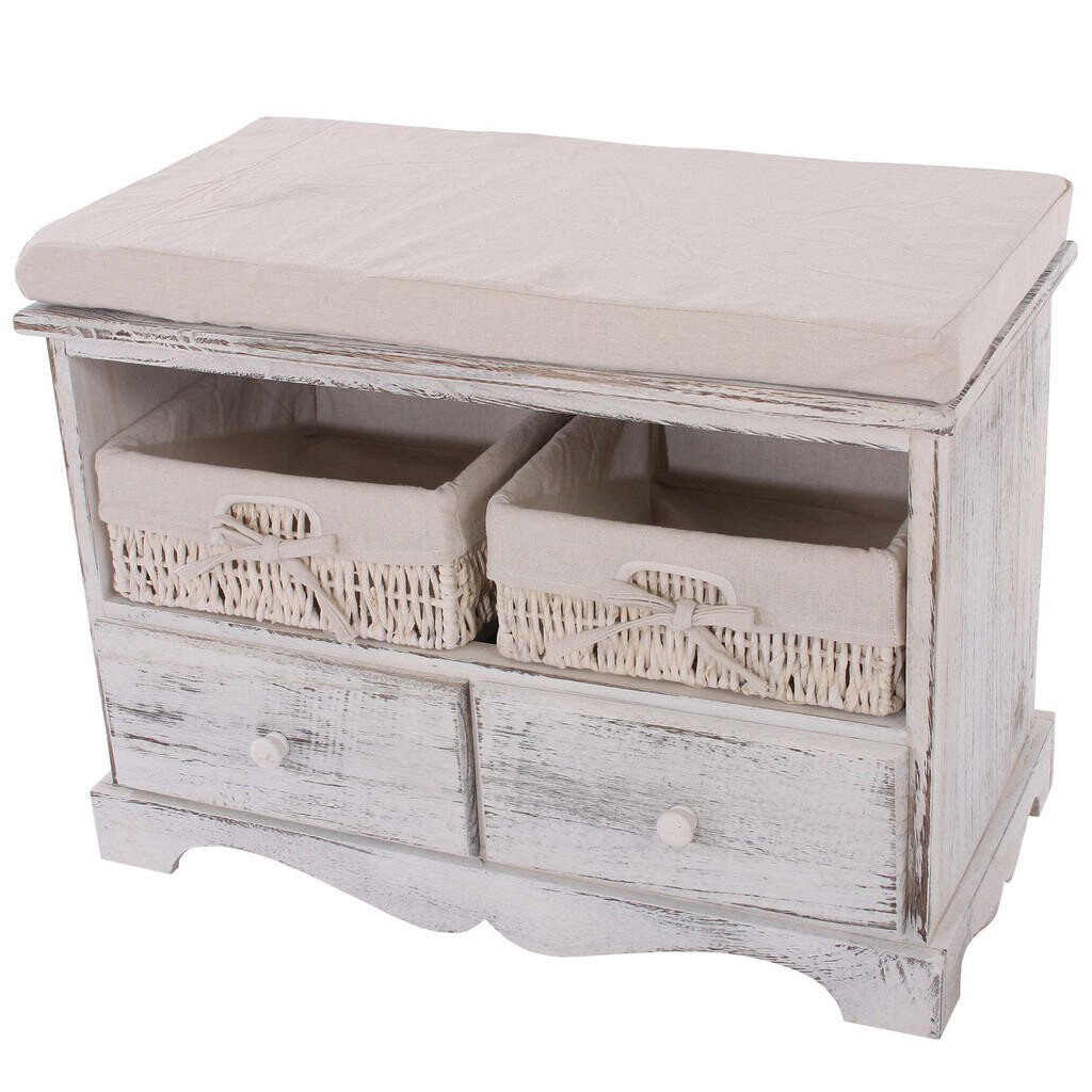 MCW LAVIČKA 2 KOŠE SHABBY-LOOK Krémově bílá