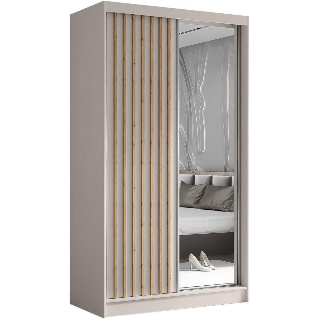 Beautysofa SKŘÍŇ s posuvnými dveřmi Helix 120/216/61 kašmír + dub Artisan