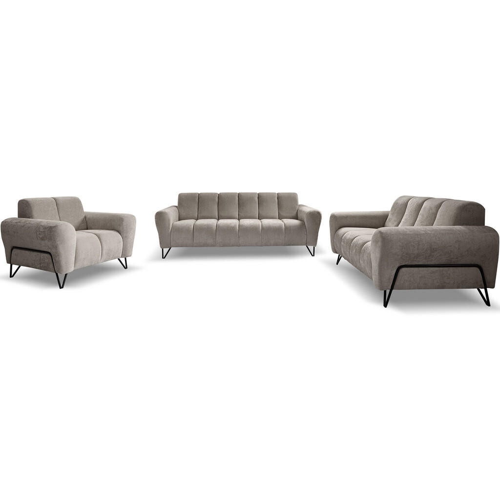 Beautysofa SEDACÍ souprava Volare (pohovky + křeslo), bez funkce spaní, světle hnědá