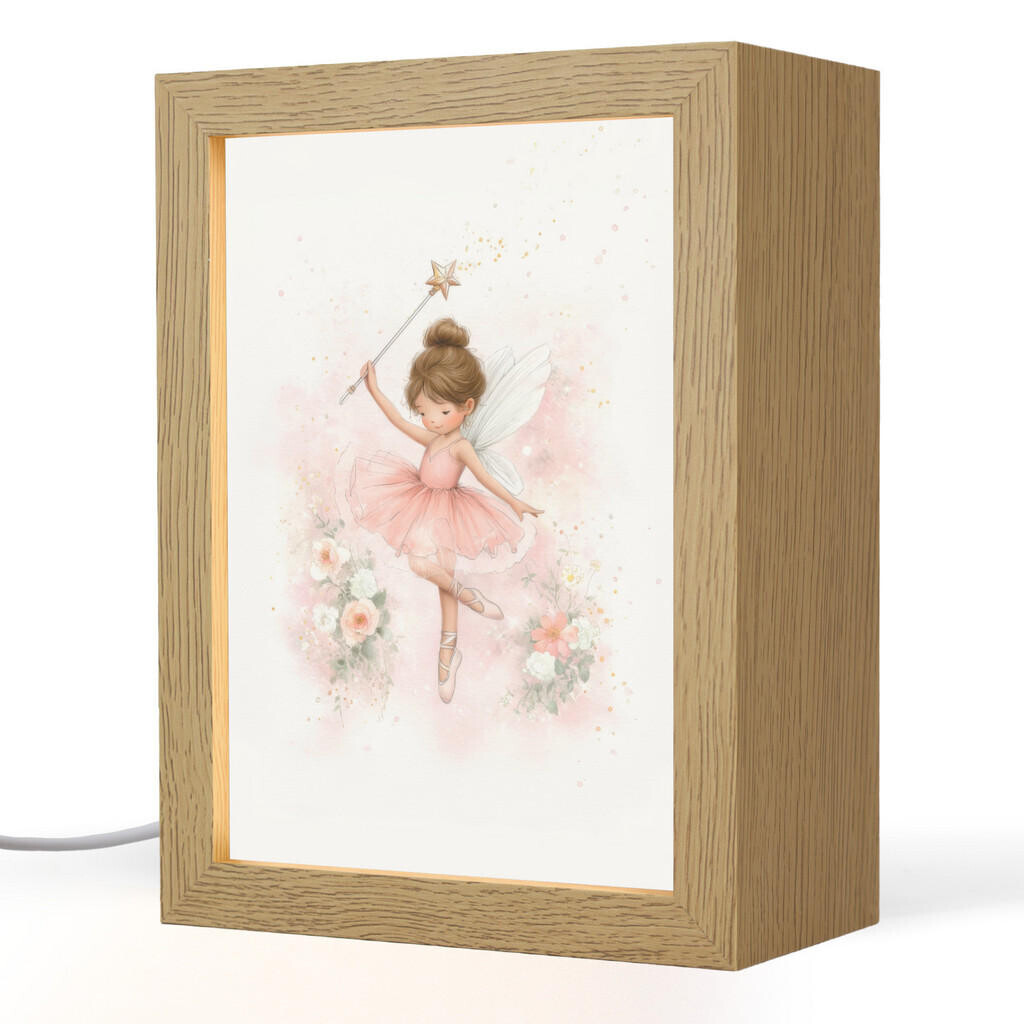 OnlyWow NOČNÍ LAMPIČKA Baletka - Víla - Květiny - Růžová 15x20 cm