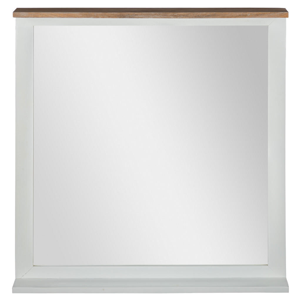 WOMO-DESIGN NÁSTĚNNÉ ZRCADLO 80x76 cm obdélníkové přírodní/bílé s dřevěným rámem ve venkovském stylu
