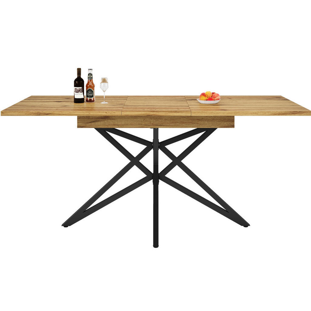 Redom JÍDELNÍ stůl 120/160 x 80 cm výsuvný se hvězdicovou kovovou podnoží a deskou v dekoru ořechu, Walnut