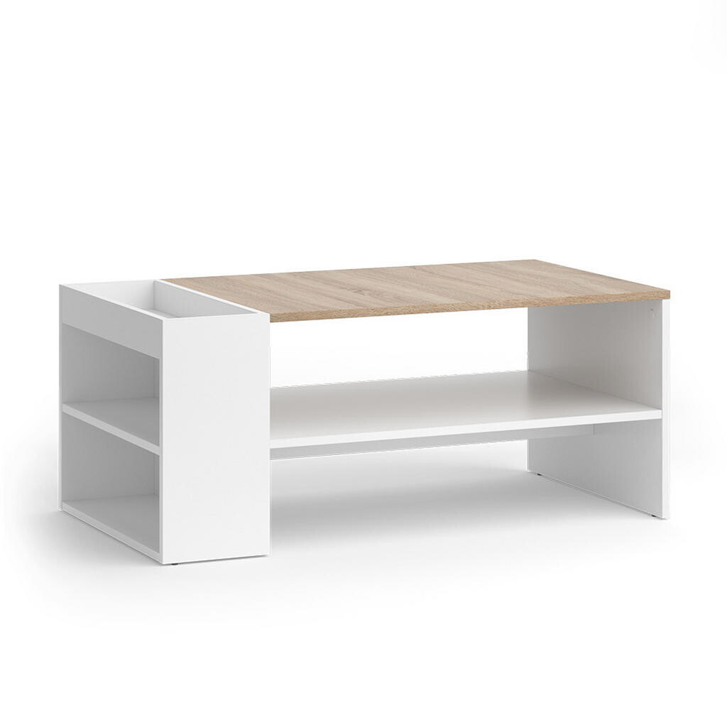 Vicco KONFERENČNÍ STŮL Wido Bílá/Sonoma 100 x 55 cm s policemi