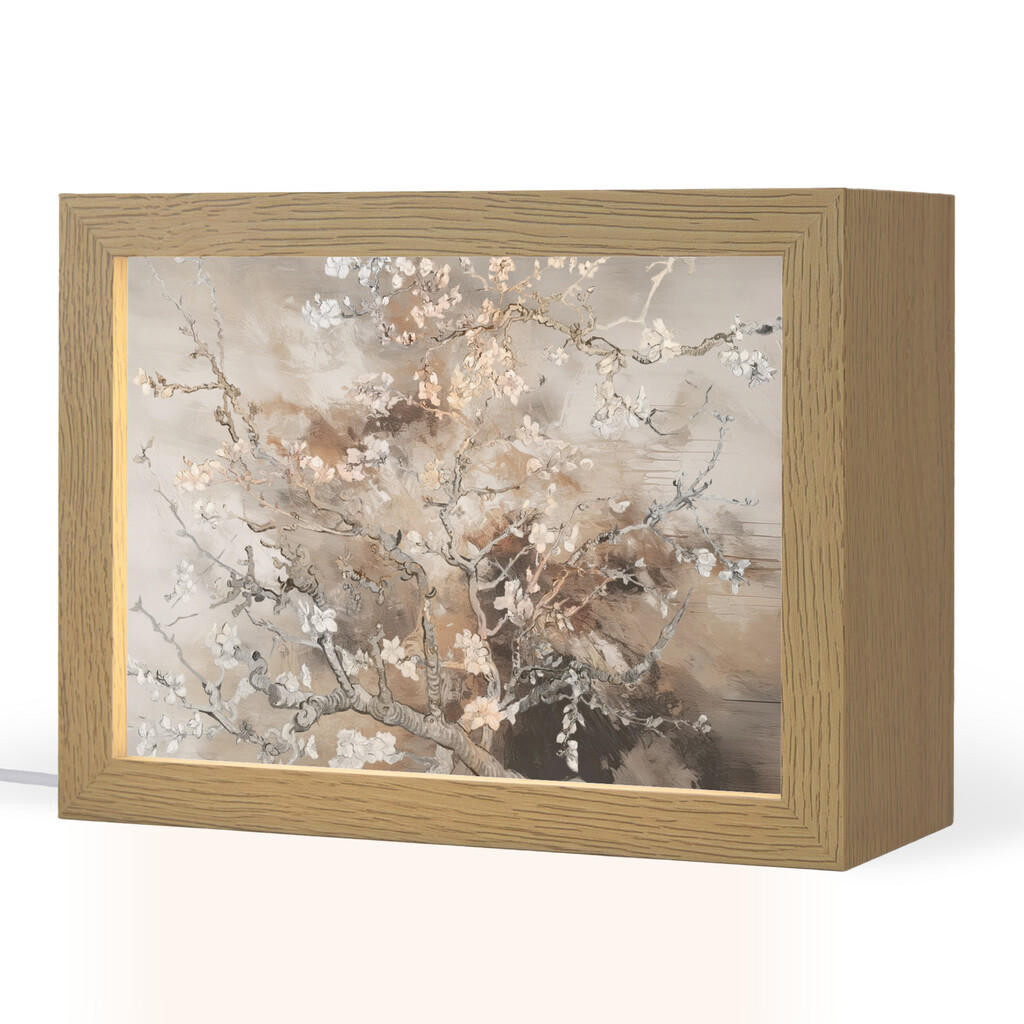 OnlyWow STOLNÍ LAMPA Mandlový květ - Umění - Van Gogh - Béžová - Abstraktní 20x15 cm