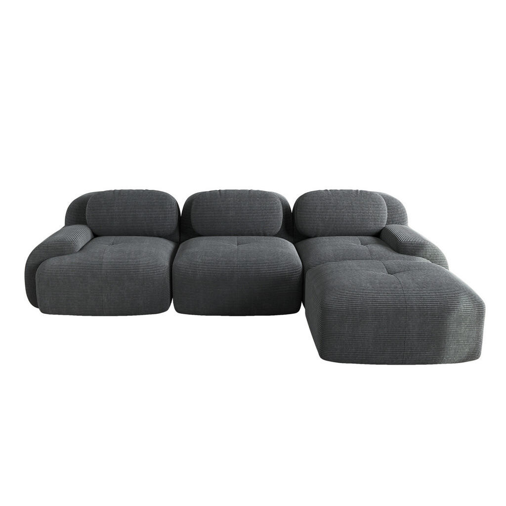 OKWISH MODULÁRNÍ rohová pohovka šedá z manšestru s ergonomickým bezrámovým designem
