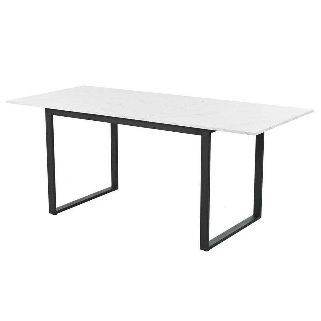 OKWISH JÍDELNÍ stůl 140/180/80/75 cm bílý z MDF a kovu s rozkládací deskou