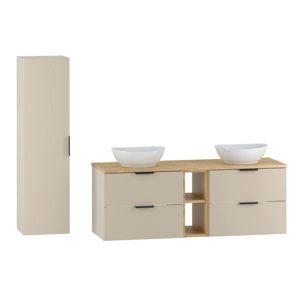 Petits-meubles KOUPELNOVÝ NÁBYTEK 140.6cm Astrid 2er-Set Kašmír a dřevo