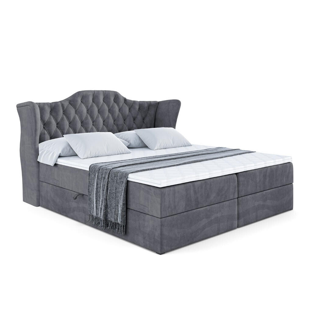 ALTDECOR AMERICKÁ postel s matrací H3 a lamelovým roštem – VILA – 140 × 200 cm, tmavě šedá