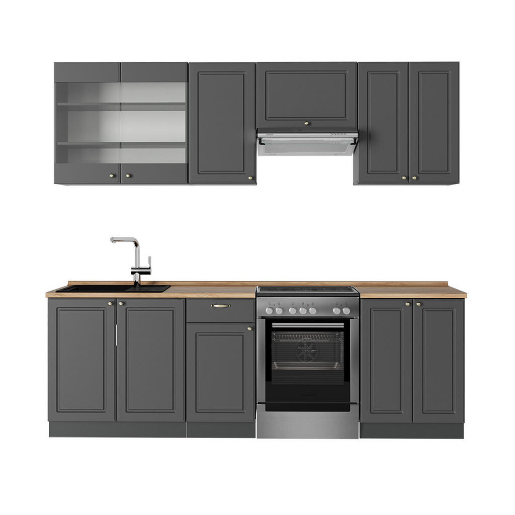 Vicco KUCHYŇSKÝ KOUT Fame-Line Anthrazit-Gold Landhaus 240 cm , PD Dub