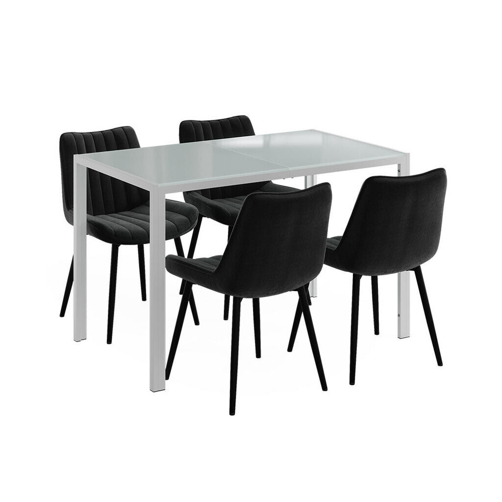 Vicco JÍDELNÍ STŮL SESTAVA Grand, Bílá, 120 x 70 cm se 4 židlemi (černé)