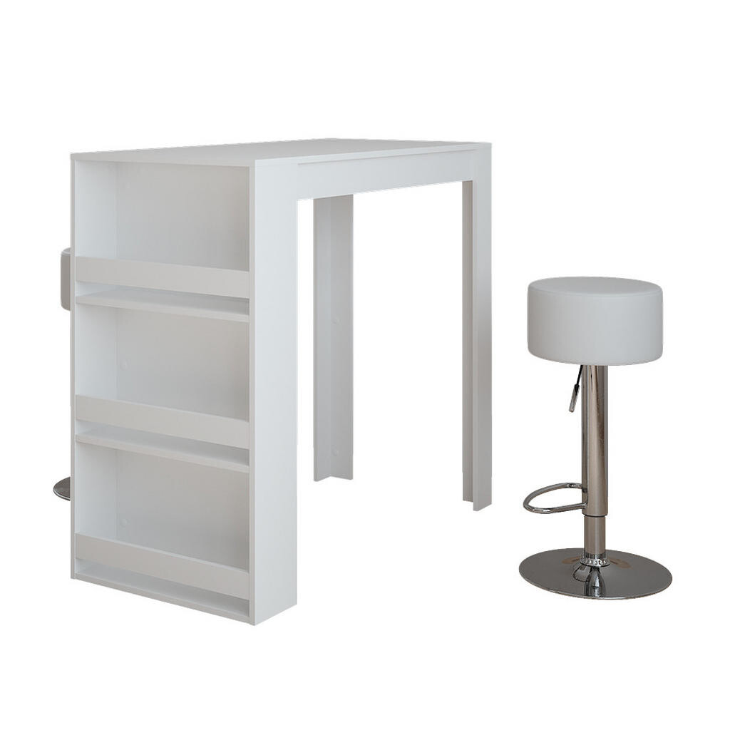 Vicco BAROVÝ STŮL Repose Bílá 57 x 117 cm se 2 barovými stoličkami