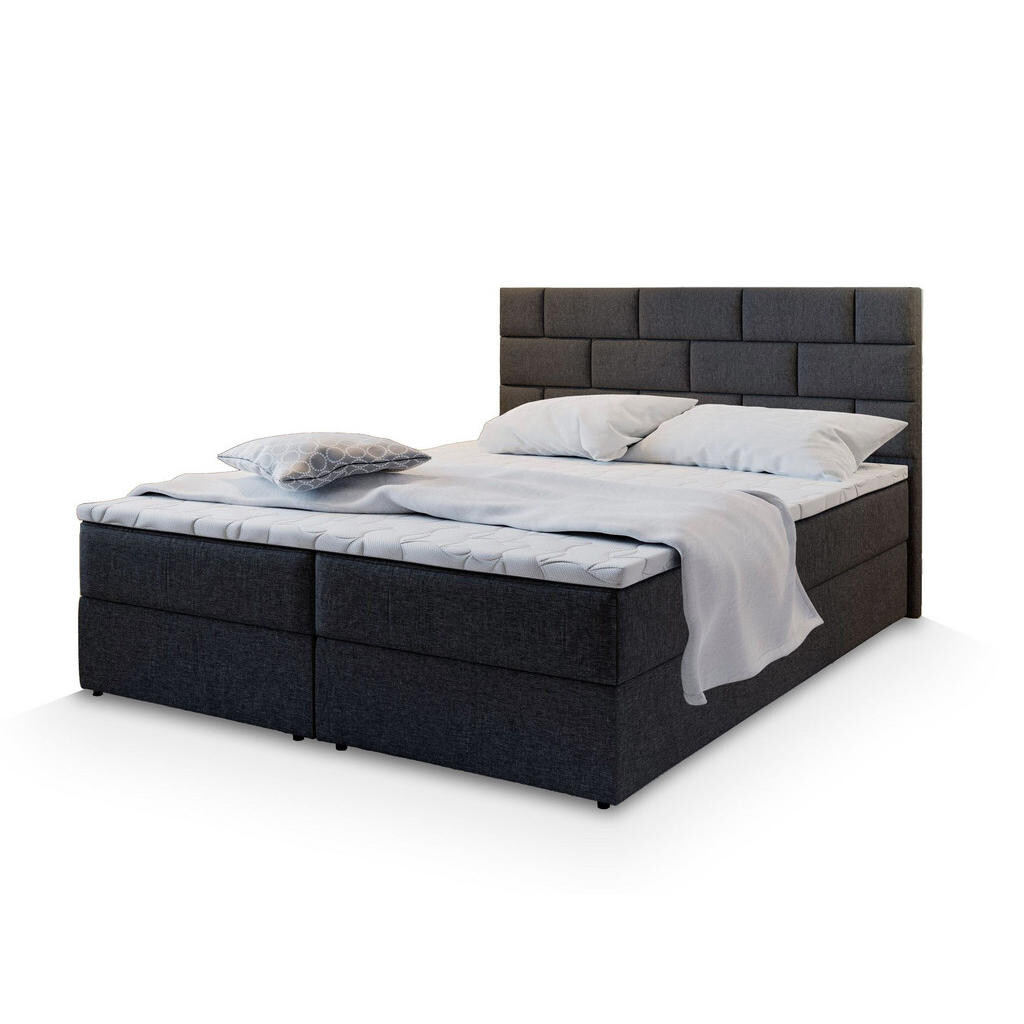 MASSENO AMERICKÁ POSTEL KERLO 160x200 cm, s matrací a úložným prostorem, černá