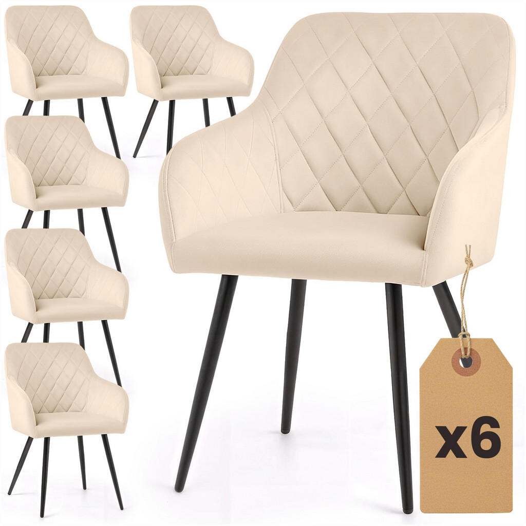 RAUMHIRSCH FURNITURE ČALOUNĚNÁ ŽIDLE, sada 6 ks, kovové nohy, béžová, černá 54,5/82/58