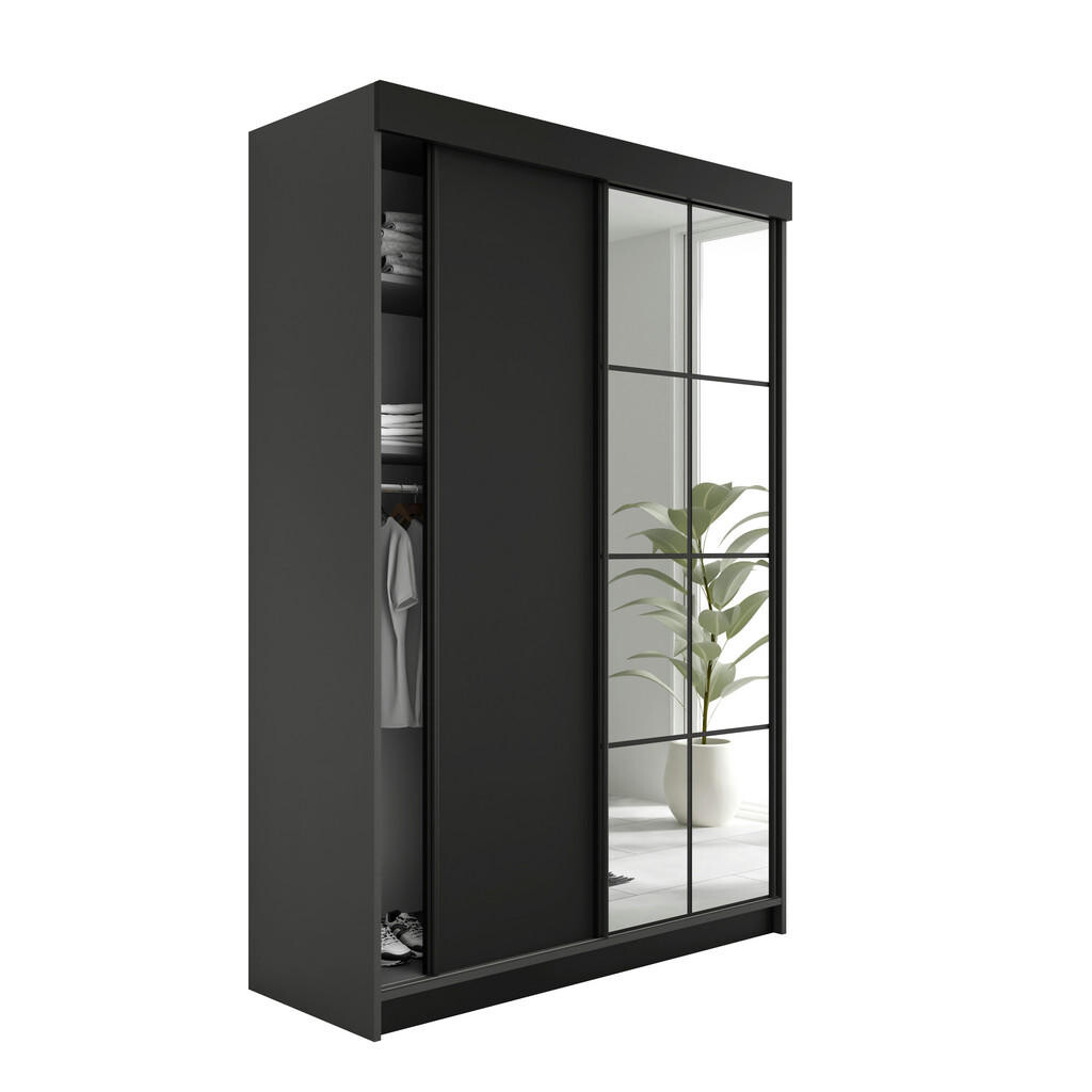 Kier Furniture POSUVNÁ ŠATNÍ SKŘÍŇ LAMARO - 138x205x59 - Grafitová & Černá