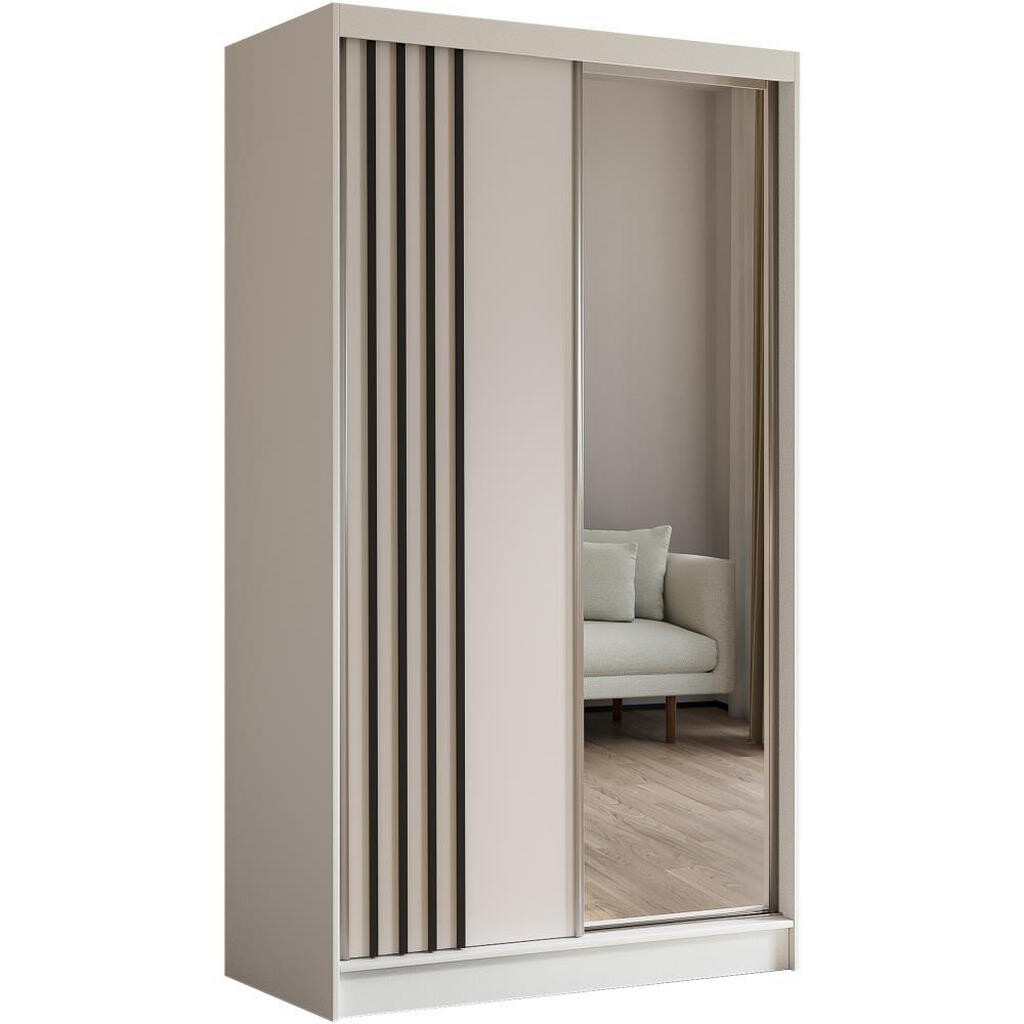 Beautysofa SKŘÍŇ s posuvnými dveřmi Nela 120/216/61 bílá se zásuvkami