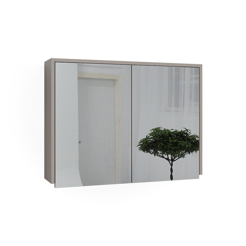 Vicco KOUPELNOVÁ ZRCADLOVÁ SKŘÍŇKA J-Shape Kašmír/Řemeselné 80 x 60 cm se 2 uzavřenými přihrádkami