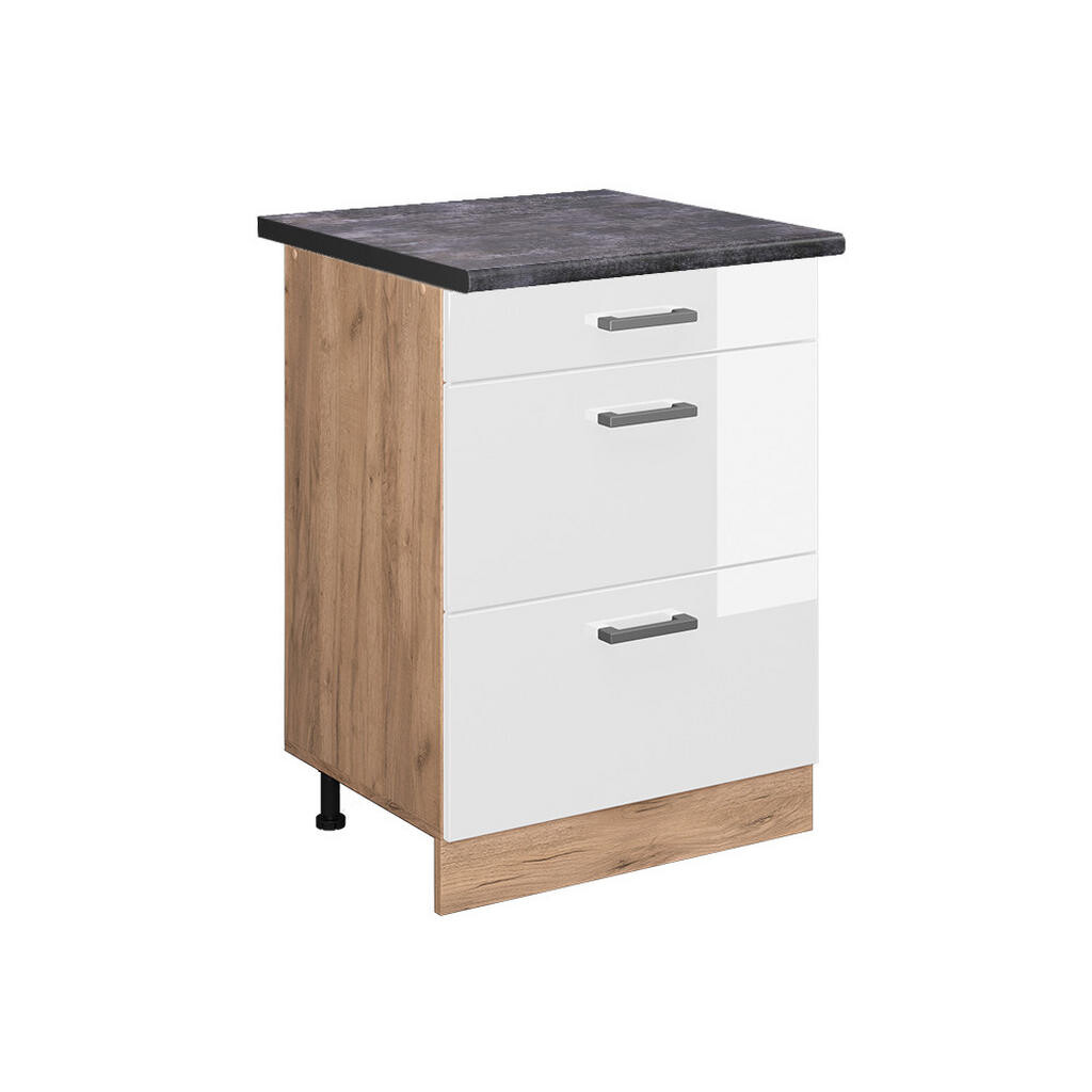 Vicco SPODNÍ SKŘÍŇKA KUCHYŇSKÉ LINKY R-Line Bílá vysoký lesk 60 cm se zásuvkami, PD Antracit