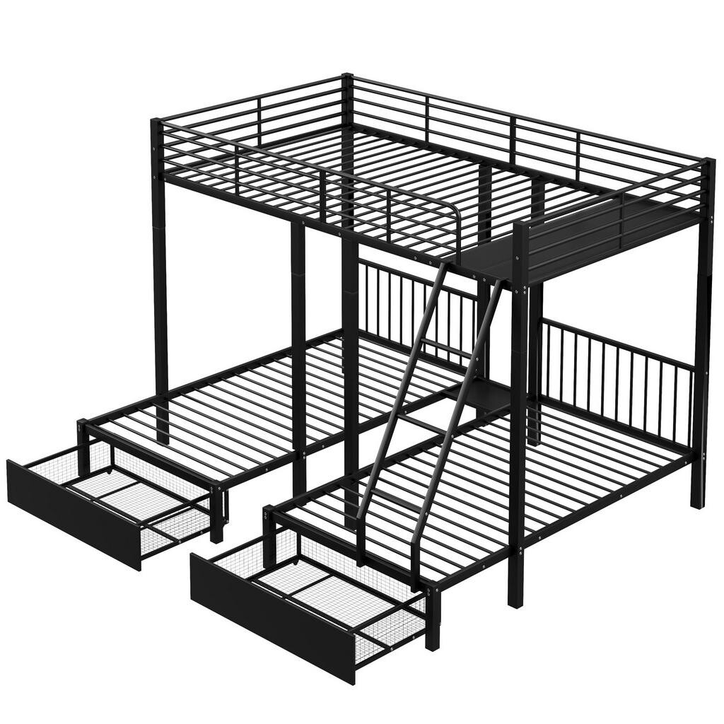 Redom PALANDA 140/200 cm s přestavitelným uspořádáním, dvěma zásuvkami a bezpečnostním zábradlím, Černá