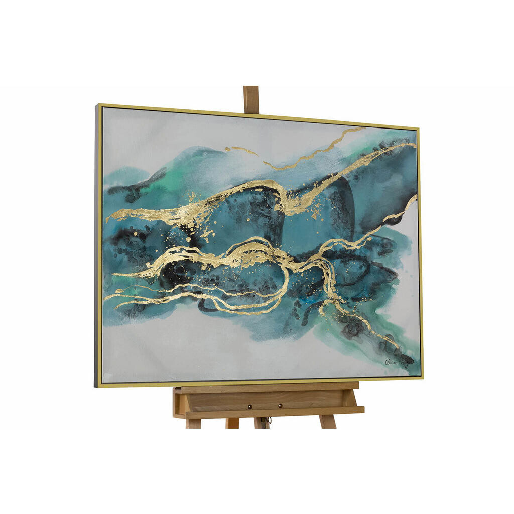 KUNSTLOFT RUČNĚ MALOVANÝ AKRYLOVÝ OBRAZ MODRÝ/TURQUOISE, 103/78 CM