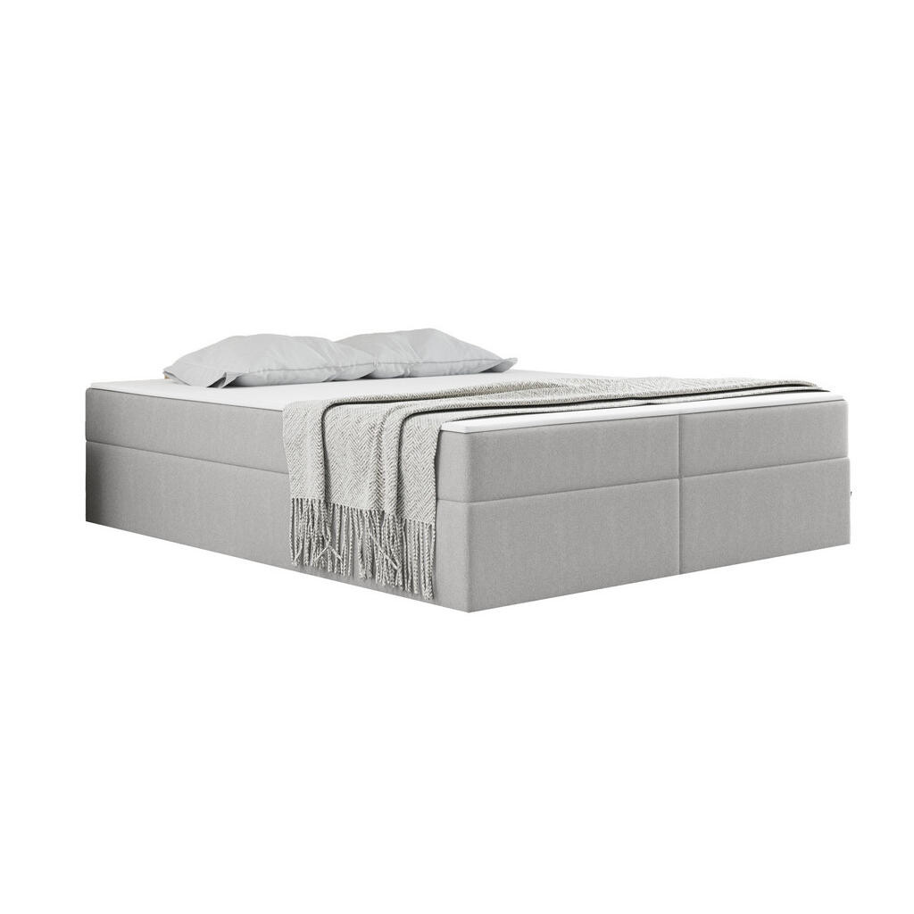 Kaiser Möbel KONTINENTÁLNÍ POSTEL s úložným prostorem, matrací a topperem Ruben Světle šedá 200x200 cm H2-Pocket