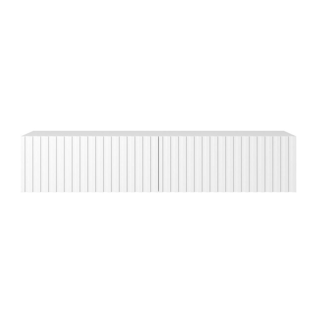 Selsey TV stolek Telire 1 dveře a výklenky bílý s lamelovým čelem 138,6 cm
