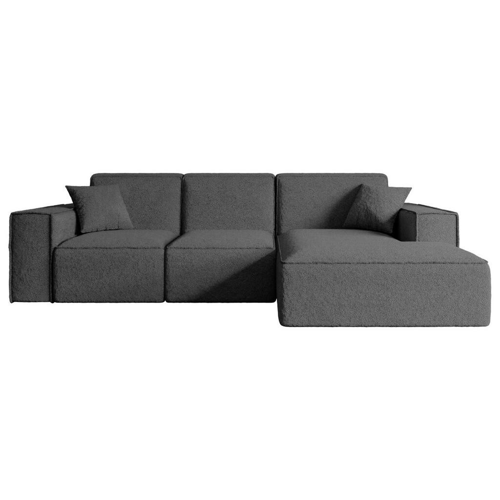 ALTDECOR ROHOVÁ SEDACÍ SOUPRAVA s otomanem vpravo SERRA-L – 266 × 169 × 80 cm, šedá buklé