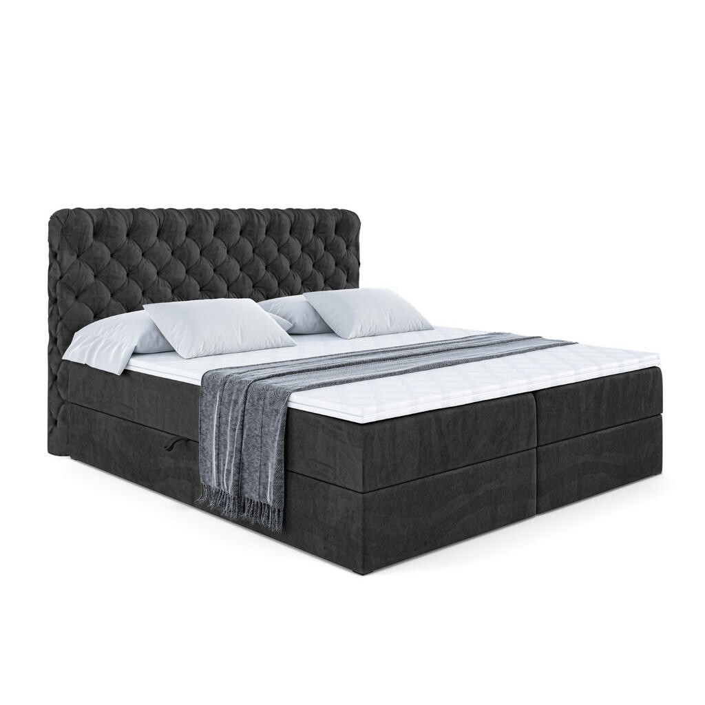 ALTDECOR AMERICKÁ POSTEL s matrací H4 a roštem – BOXI8 – 160 x 200 cm – H4 – černá