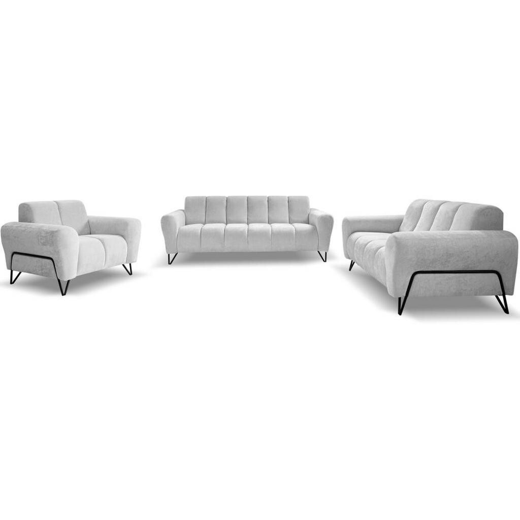 Beautysofa SEDACÍ souprava Volare (pohovky + křeslo), bez funkce spaní, světle šedá