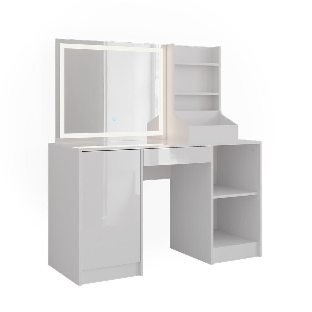 Vicco TOALETNÍ STOLEK Sherry Bílá/bílý vysoký lesk 128.2 cm s LED zrcadlem