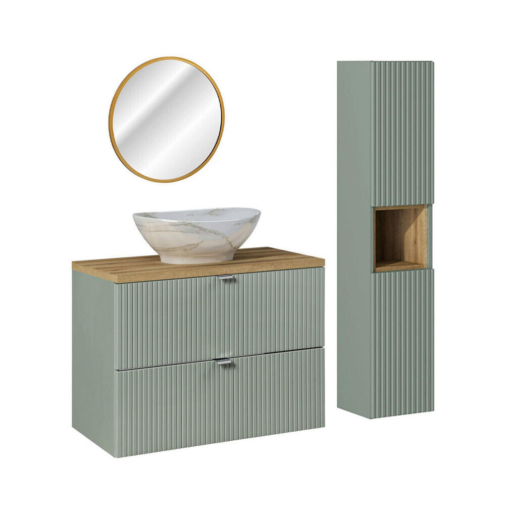 Petits-meubles KOUPELNOVÝ NÁBYTEK 80.4cm Jade 2er-Set Zelená a dřevo