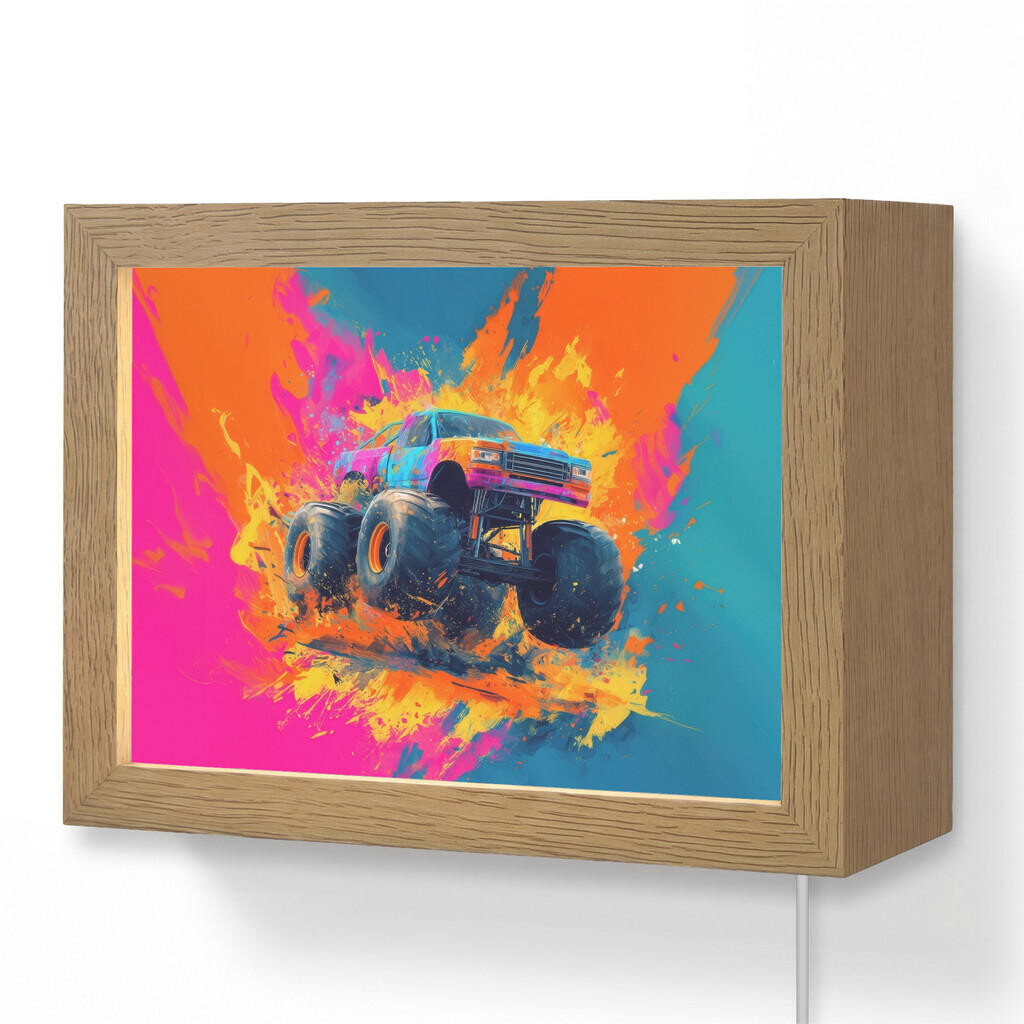 OnlyWow NÁSTĚNNÁ LAMPA Monster truck - Abstraktní - Stříkající barva - Barevné 20x15 cm