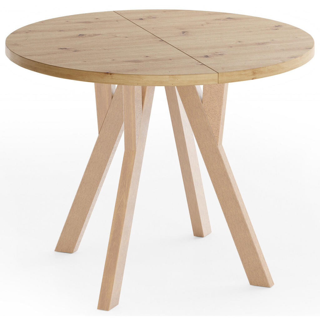 WFL GROUP ESSTISCH Avero runder ausziehbarer, Beton grau 100-140/100/77 cm