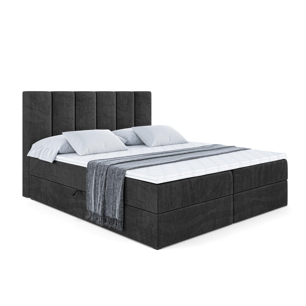 ALTDECOR AMERICKÁ postel s matrací H4 a roštem – BOXI1 – 160 × 200 cm – H4 – černá