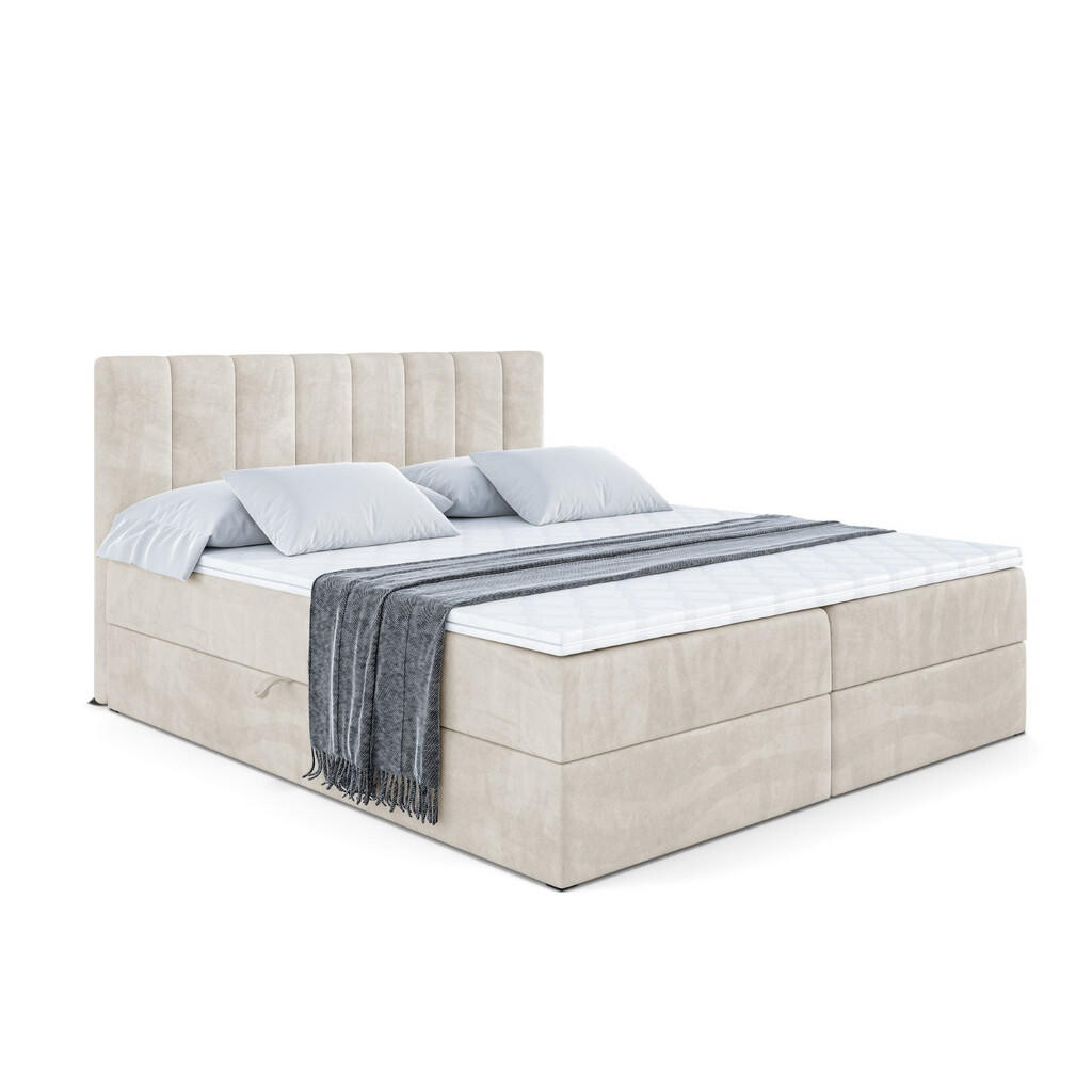 ALTDECOR AMERICKÁ postel s matrací H4 a lamelovým roštem – OTTA – 160 × 200 cm – H4 – ecru