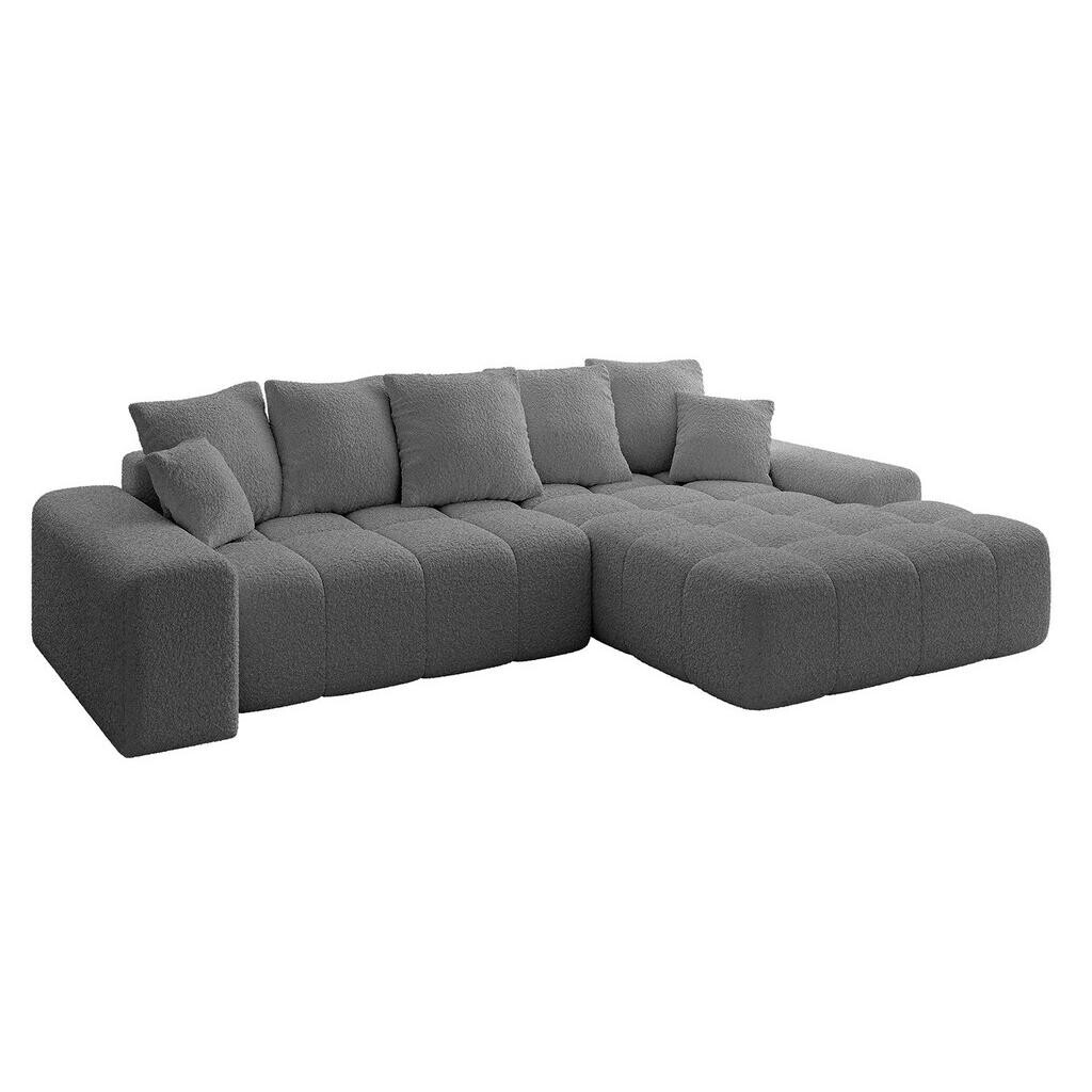 ALTDECOR ROHOVÁ SEDACÍ SOUPRAVA s otomanem vpravo ENSI-L – 267 x 164 x 69 cm, platinová barva