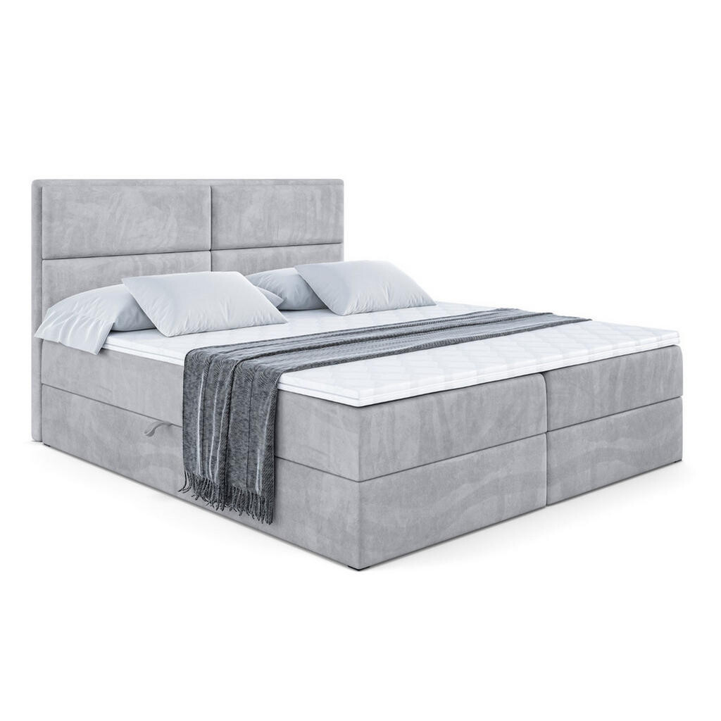 ALTDECOR AMERICKÁ postel s matrací H3 a lamelovým roštem – AURA – 180x200 světle šedá