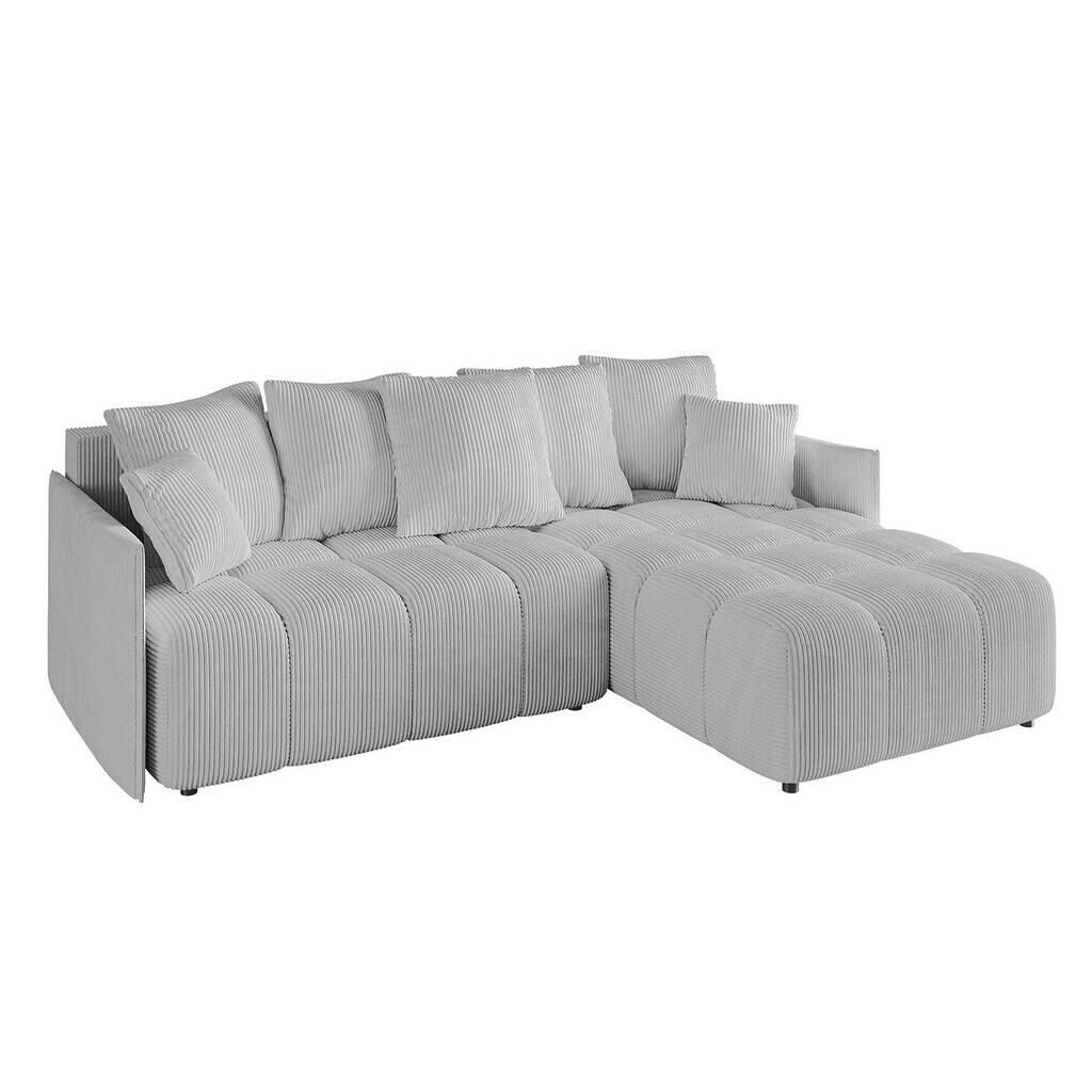 ALTDECOR ROHOVÁ SEDACÍ SOUPRAVA s otomanem vpravo LONLI-L 251x189x68 šedý manšestr