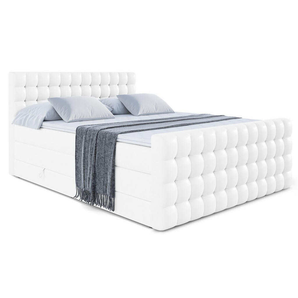 ALTDECOR BOXSPRINGOVÁ postel VIONE-Z KING – 180 x 200 – H3/H4 – vysoce lesklá bílá