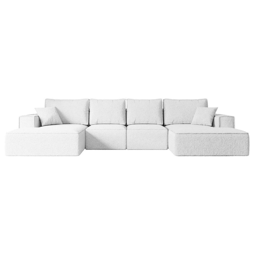 ALTDECOR SEDACÍ SOUPRAVA s funkcí lůžka a úložným prostorem SIERRA-U-S – 349x161x87 cm, bílá, buklé