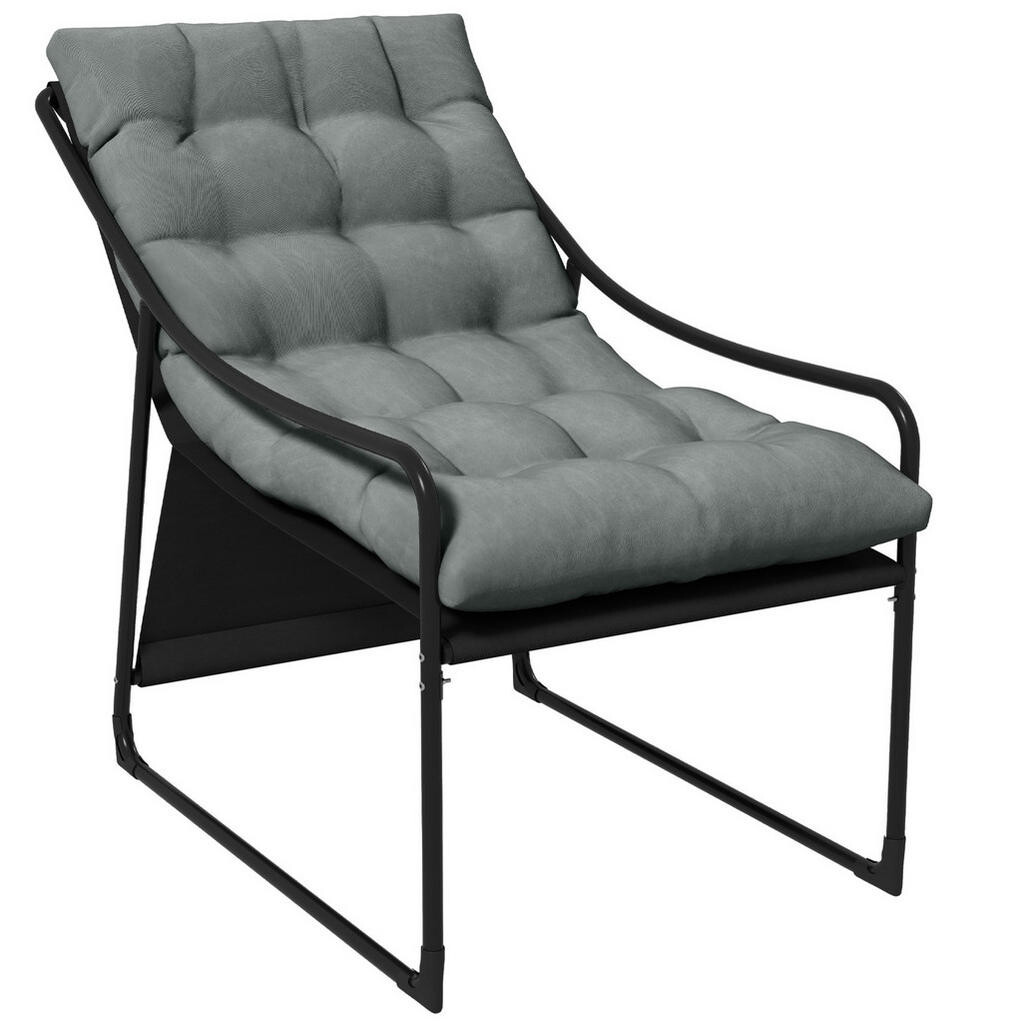 OKWISH ZAHRADNÍ křeslo 110/62/88 cm šedé z oceli s područkami a silným sedákem