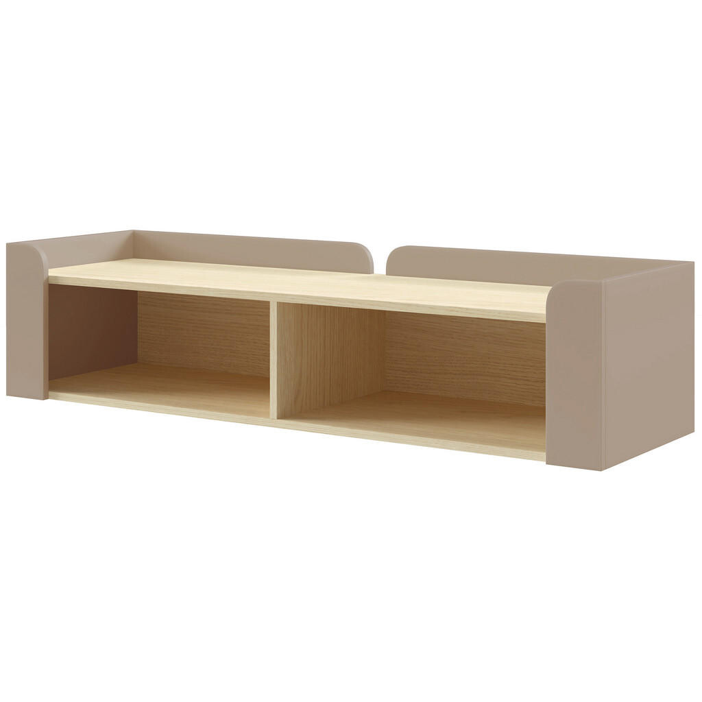 Beautysofa NÁSTĚNNÝ REGÁL Sorella se 2 otevřenými policemi, 130 cm, porcini + dub Mavelie